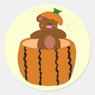 Sticker Rond Ours de la parcelle de citrouilles