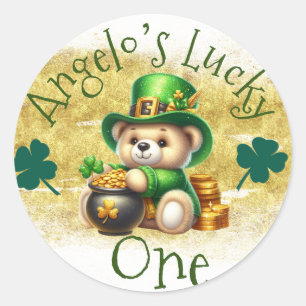 Sticker Rond Ours de la Saint-Patrick Pot d'or Anniversaire Cha