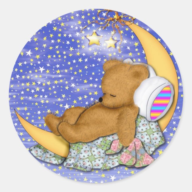 Sticker Rond Ours de lune endormi (Devant)