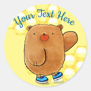 Sticker Rond Ours de miel doux