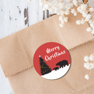 Sticker Rond Ours de Noël minimes modernes