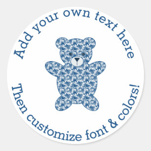 Sticker Rond Ours de nounours bleu