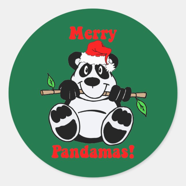 Sticker Rond Ours de panda de Noël drôle (Devant)