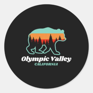 Sticker Rond Ours de snowboard de la Californie de la vallée ol
