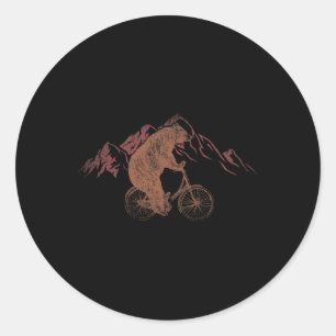 Sticker Rond Ours de vtt cycliste animal Mtb Vélo