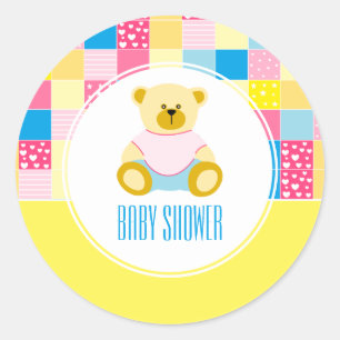 Sticker Rond Ours d'or en écaille, Baby shower