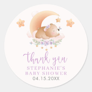 Sticker Rond Ours dormant sur Cloud Baby Girl