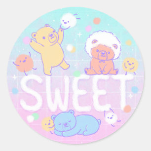 Sticker Rond Ours doux avec monstres en luffy