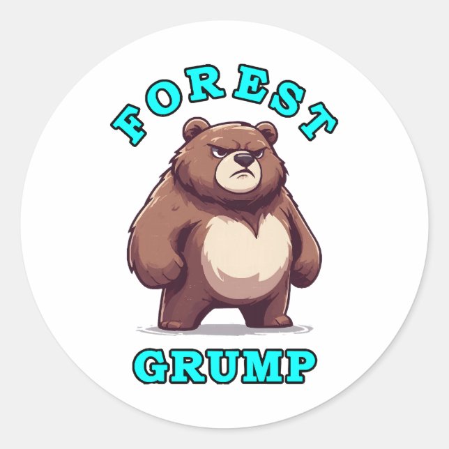 Sticker Rond Ours drôle (Devant)