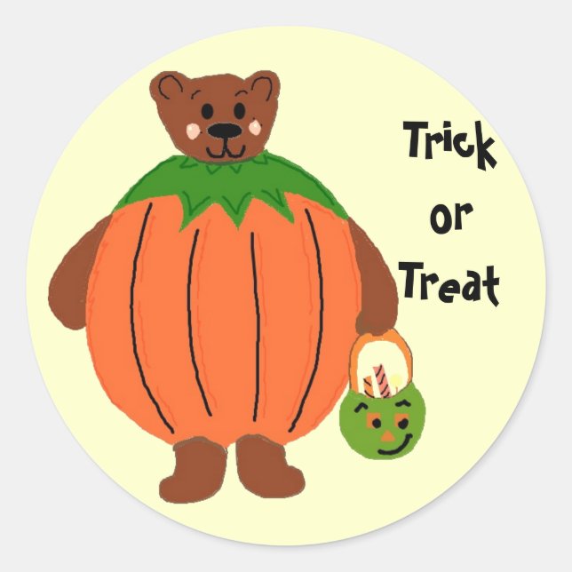 Sticker Rond Ours en citrouille (Devant)