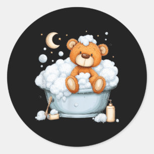 Sticker Rond Ours en mousse de bain avec bulles pour baignoires