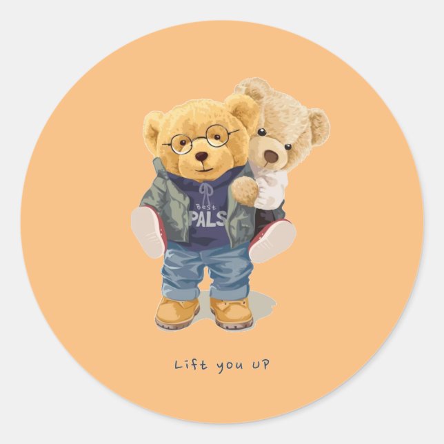 Sticker Rond Ours en peluche (Devant)