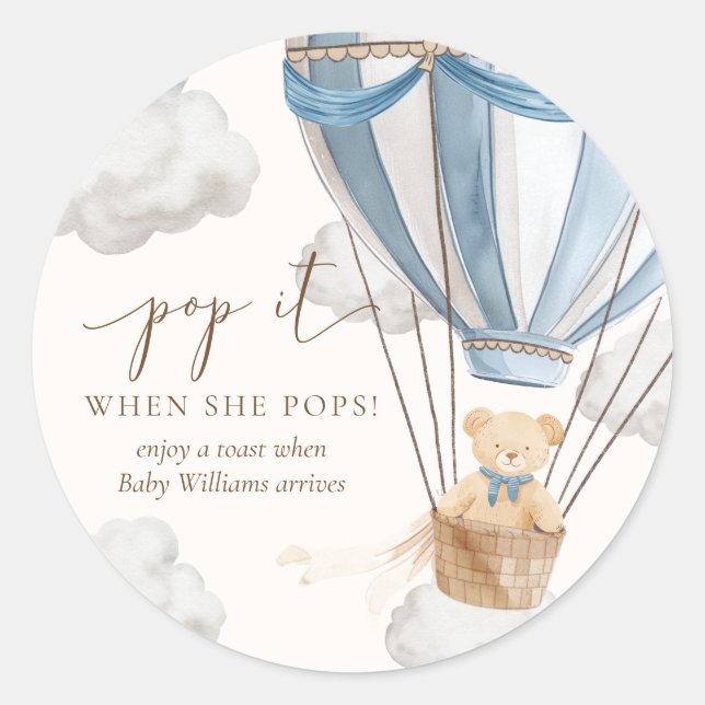 Sticker Rond Ours en peluche à peine attendue Pop It Quand elle (Devant)