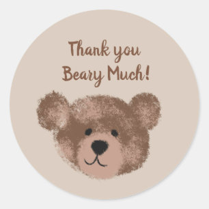 Sticker Rond Ours en peluche Anniversaire Baby shower Favoriser