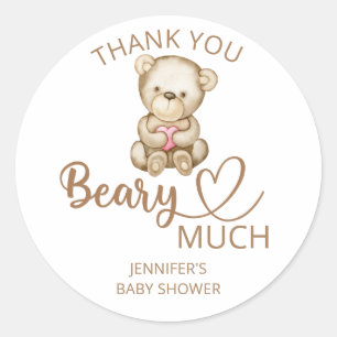 Sticker Rond ours en peluche bébé ours Merci béary beaucoup Cla