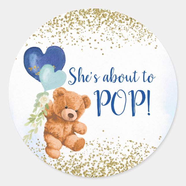Sticker Rond Ours en peluche bleu (Devant)