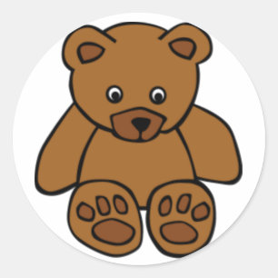 Sticker Rond Ours en peluche Brown