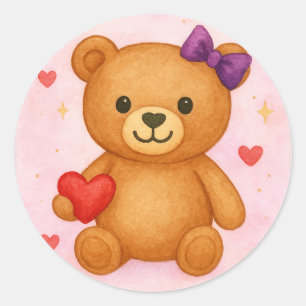 Sticker Rond Ours en peluche classique