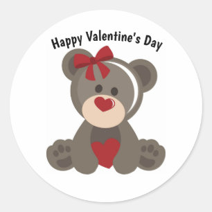 Sticker Rond Ours en peluche de la Saint-Valentin
