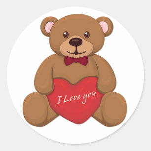 Sticker Rond Ours en peluche de Valentines