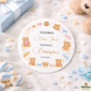 Sticker Rond Ours en peluche Filleul   Joli Ours Bleu