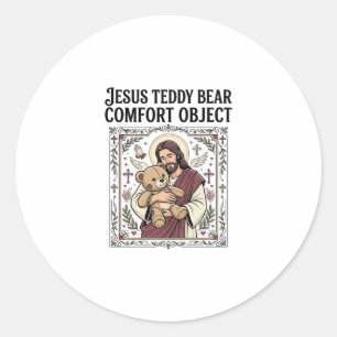 Sticker Rond Ours en peluche Jésus Objet de Confort Ours en pel