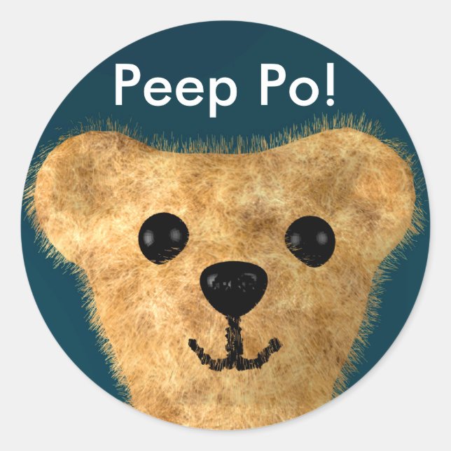 Sticker Rond Ours en peluche (Peep po !) (Devant)