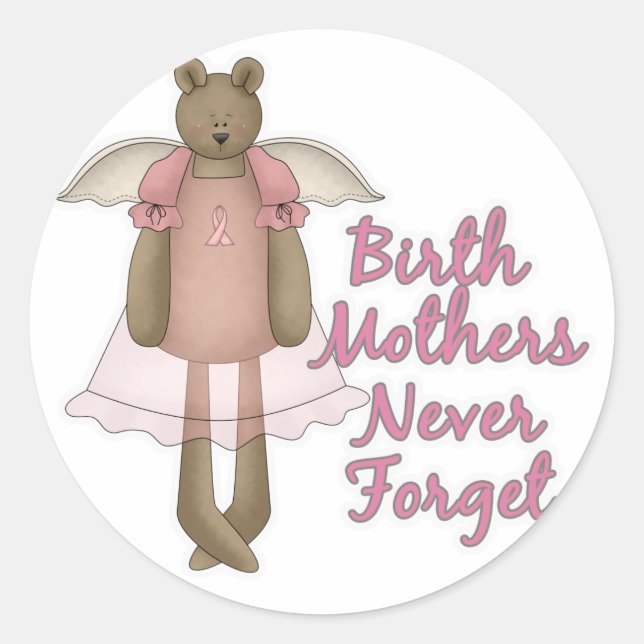 Sticker Rond Ours en peluche pour les mères biologiques qui n'o (Devant)