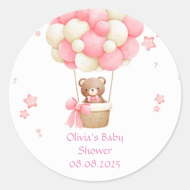 STICKER ROND OURS EN PELUCHE ROSE  (Devant)