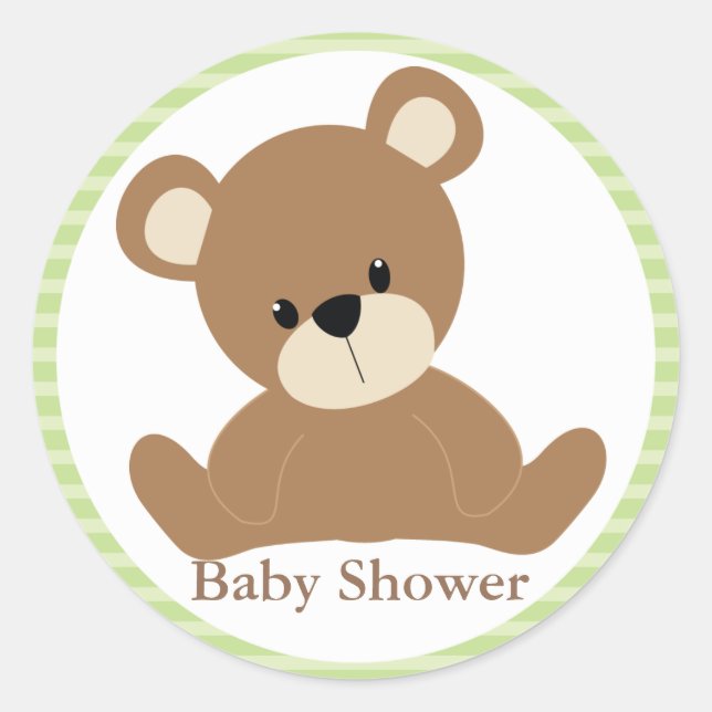 Sticker Rond Ours en peluche vert (Devant)