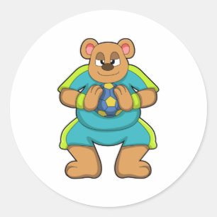 Sticker Rond Ours en tant que joueur de handball avec Handball