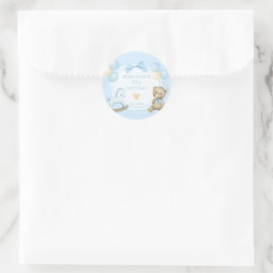 Sticker Rond Ours En Teddy Et Cheval Rocheux