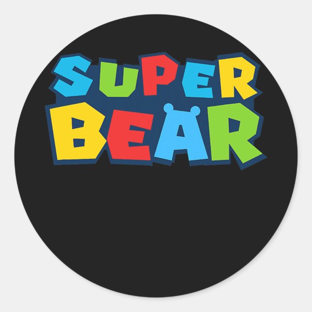 Sticker Rond Ours gai avec l'ours drapeau de la fierté super ou (Devant)