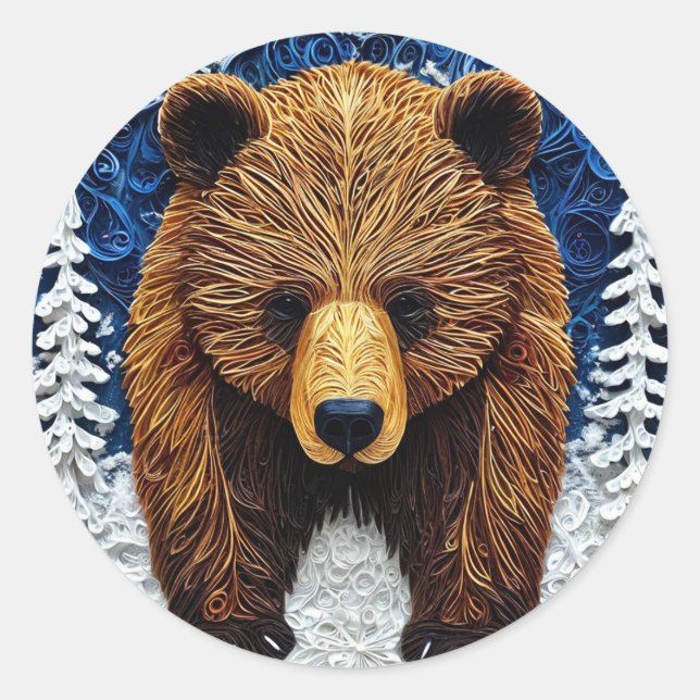 Sticker Rond Ours grizzly (Devant)