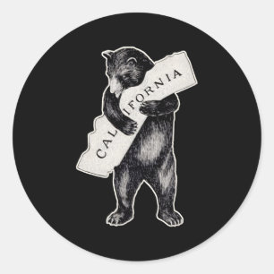 Sticker Rond Ours Hug I Love Californie Cali Ours