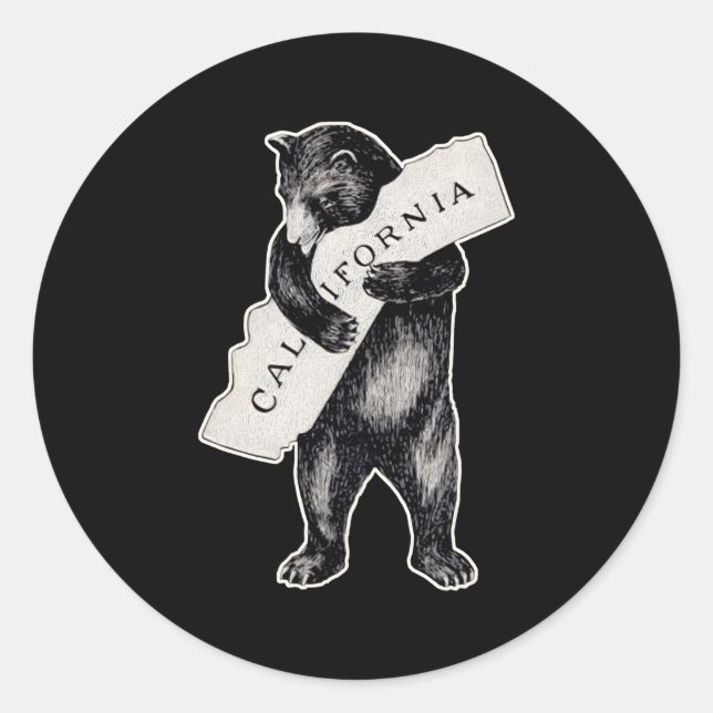 Sticker Rond Ours Hug I Love Californie Cali Ours (Devant)