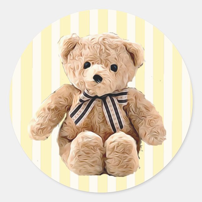 Sticker Rond Ours Jaune Teddy (Devant)