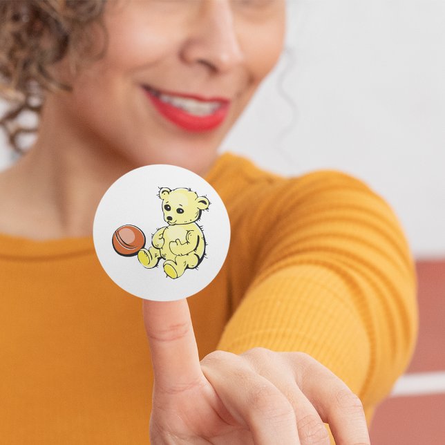 Sticker Rond Ours Jaune Teddy (Créateur téléchargé)