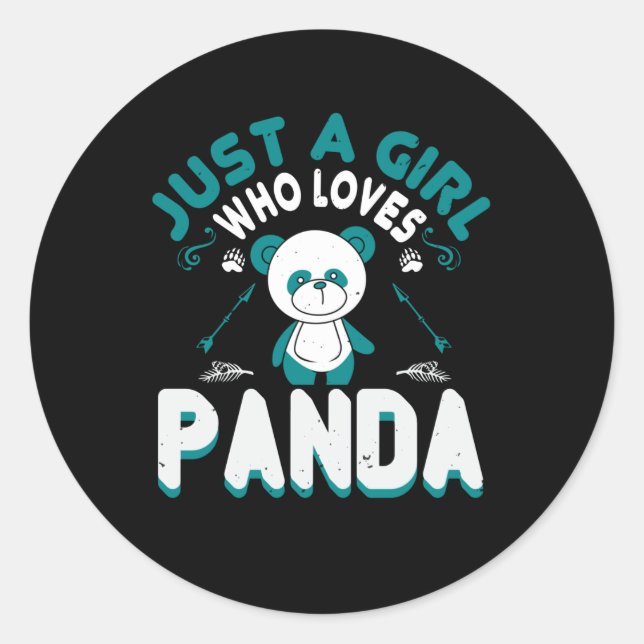 Sticker Rond Ours - Juste Une Fille Qui Aime Panda (Devant)