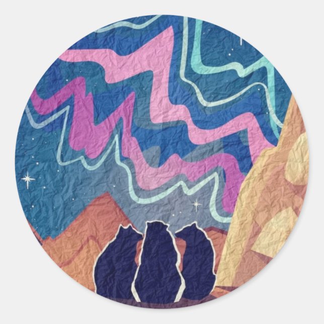 Sticker Rond Ours lumineux nordique (Devant)