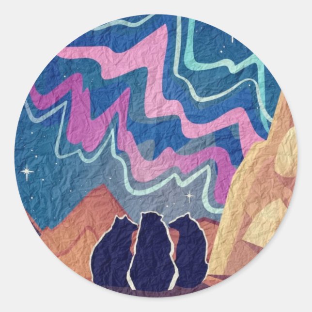 Sticker Rond Ours lumineux nordique (Devant)