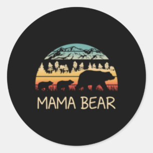 Sticker Rond Ours Mama Avec 2 Cubes