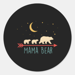 Sticker Rond Ours Mama Avec 2 Cubes Style