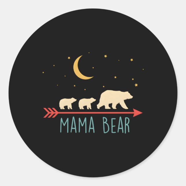 Sticker Rond Ours Mama Avec 2 Cubes Style (Devant)