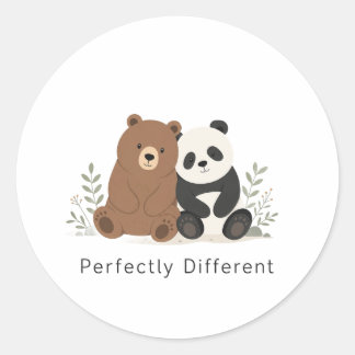 Sticker Rond Ours Mignon & Panda Neurodiversité Inclusion