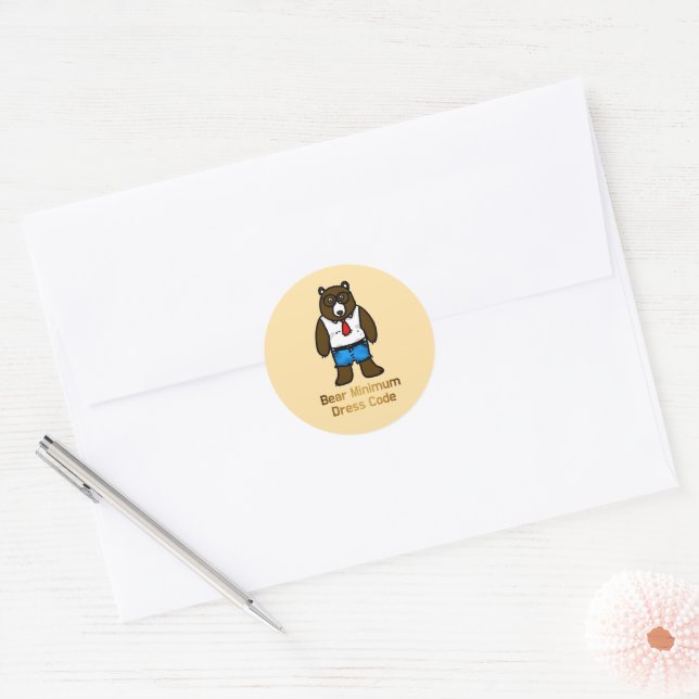 Sticker Rond Ours Minimum Funky Office Pun Art (Enveloppe)