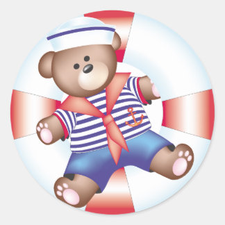 Sticker Rond ours nautique