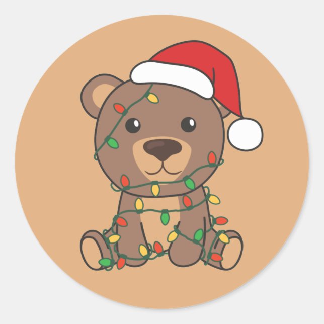 Sticker Rond Ours Noël Animaux d'hiver Ours Classic Round (Devant)