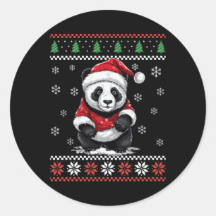 Sticker Rond Ours Panda Noël Moche Xmas Pour Adultes Enfants