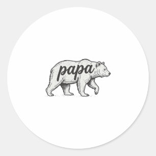 Sticker Rond Ours Papa Gravure Vintage Dessin Vectoriel_1